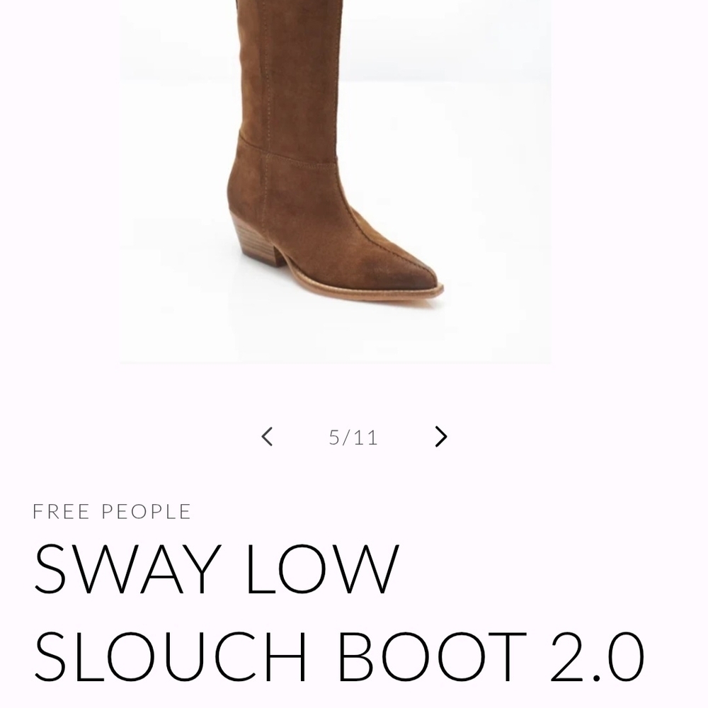 ๐๐Free People Brand, Brown SUEDE Sway Low Slouch Boots TRENDY ๐๐ - Picture 4 of 5